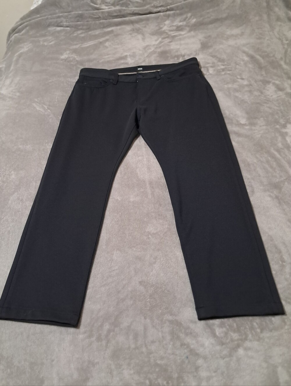 Boss Mens Delaware Slim Fit Black Straight-Leg Knit Pants Sz. 36x28.